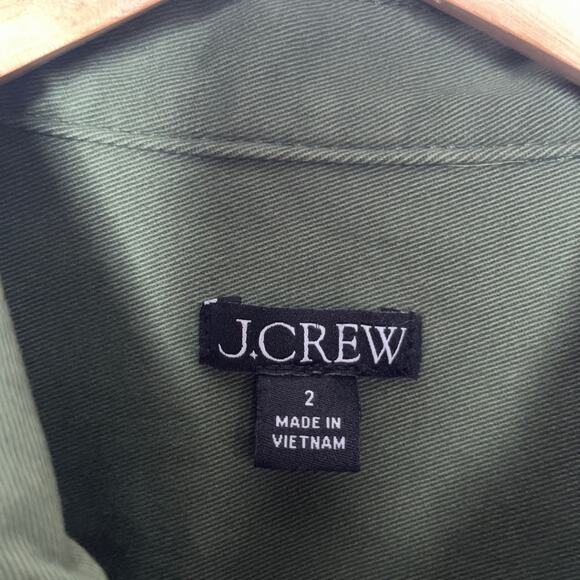 J. CREW Zip Front Chino Dress Utility Green {3T7} - Picture 4 of 6